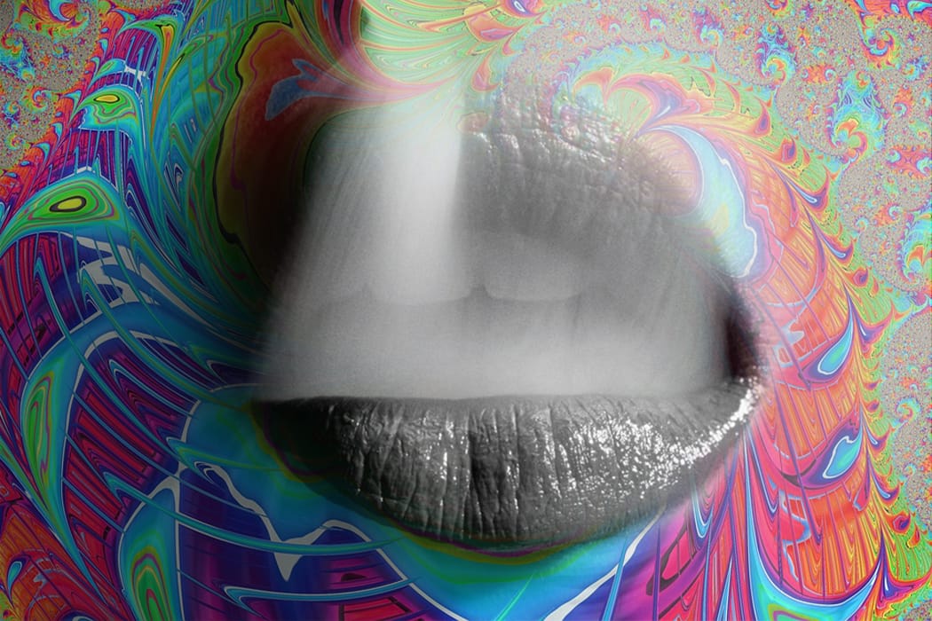 psychedelic colorful smoking mouth weed